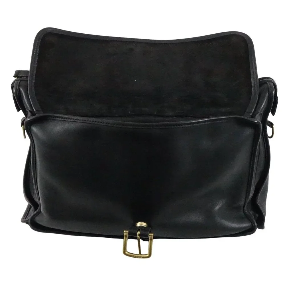 Vintage Coach Bag, Harrison Briefcase, Black Leather Messenger,‎ Laptop Bag